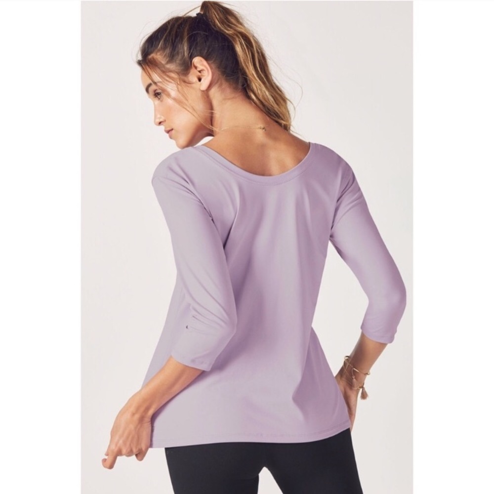 Fabletics Reversible Lilac Stretch Knit 3/4 Sleeve